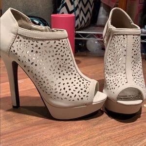 Beige platform heels